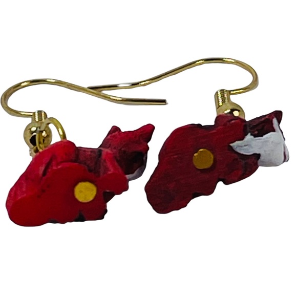 Fox red & white resin charm earrings NEW - Picture 7 of 8